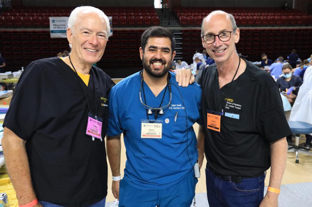 Dean Cooper, Terry Dickenson, and dental student at Wise MOM Project 2022